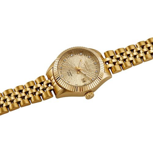 Relógio Feminino Seculus Automático Dourado Fundo Transparente