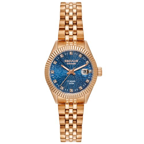 Relógio Feminino Seculus Automático Visor Azul