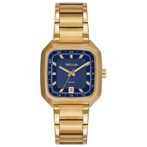 Relógio Masculino Seculus Quadrado Mostrador Azul