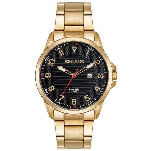 Relógio Masculino Analógico Todo em Aço Dourado