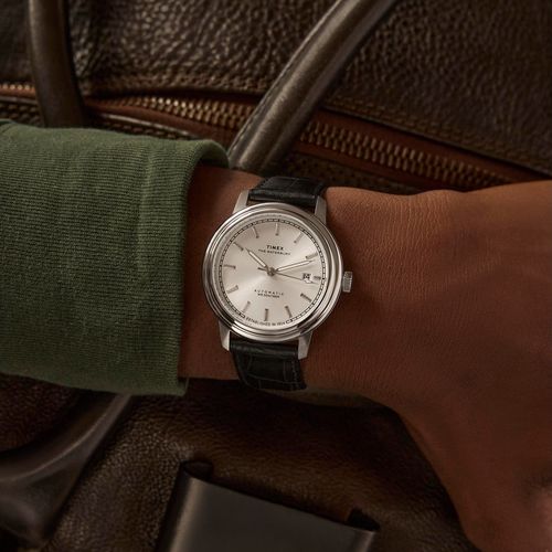 Relógio Automático Waterbury Metropolitan Couro Prata