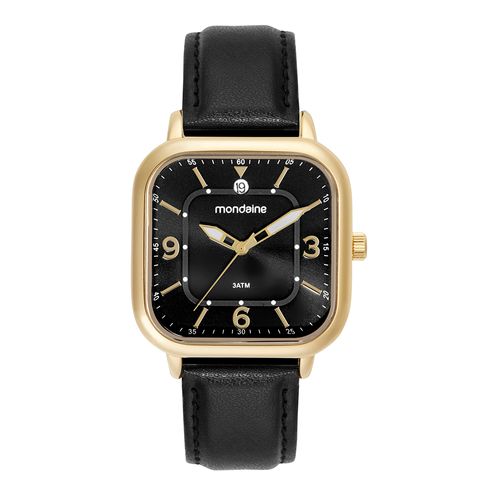 Relógio Unissex Quadrado Mostrador Preto