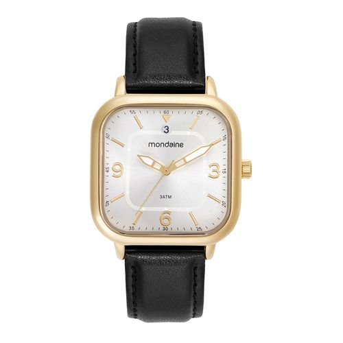 Relógio Unissex Quadrado Mostrador Prata