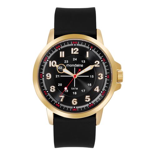 Relógio Masculino Dourado Mostrador Duplo Horário