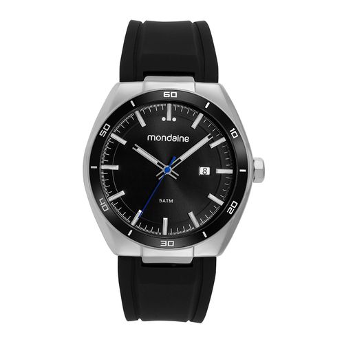 Relógio Masculino Cromado Pulseira de Silicone