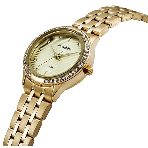 Relógio Feminino Dourado Mostrador Texturizado
