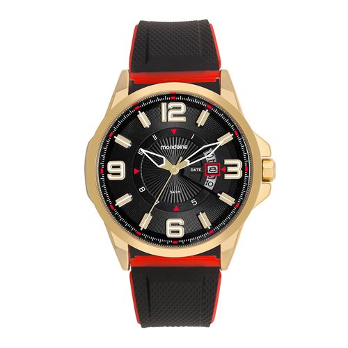 Relógio Masculino Mostrador em 3D Calendario Dourado