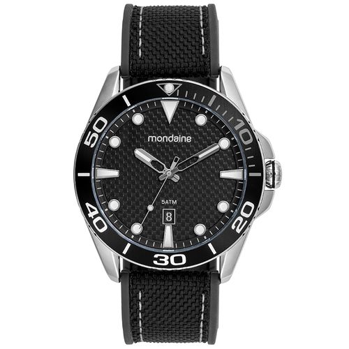 Relógio Masculino Calendário Cromado Pulseira Nylon Silicone