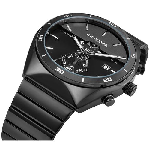 Relógio Masculino Cronógrafo Preto Mostrador em Camadas