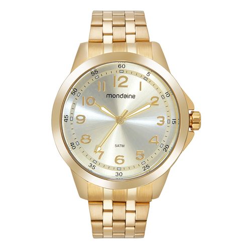 Relógio Masculino Casual Visor Metalizado Dourado