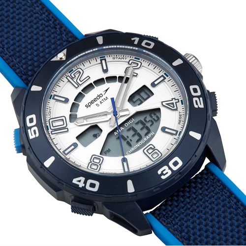 Relógio Masculino Speedo Anadigi Azul Completo