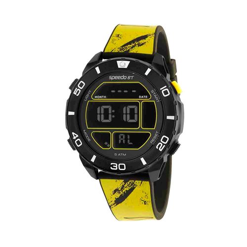 Relógio Masculino Speedo Preto e Amarelo Digital Pulseira Silicone