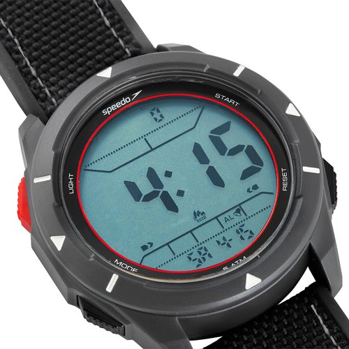 Relógio Masculino Speedo Pedômetro Preto Detalhes Vermelhos