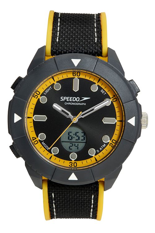 Relógio Masculino Speedo Preto Anadigi Amarelo
