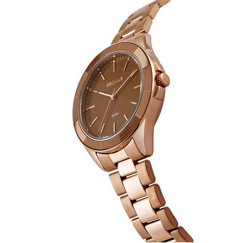 Relógio Feminino Seculus Analógico Marrom Aço em Cerâmica