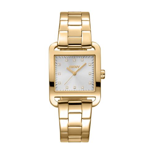 Relógio Feminino Quadrado DKNY City Midi Dourado Donna Karan