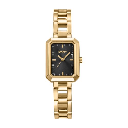 Relógio Feminino Quadrado DKNY Uptown Midi Dourado Mostrador Preto