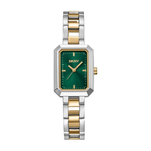 Relógio Feminino Quadrado DKNY Uptown Midi Bicolor Mostrador Verde