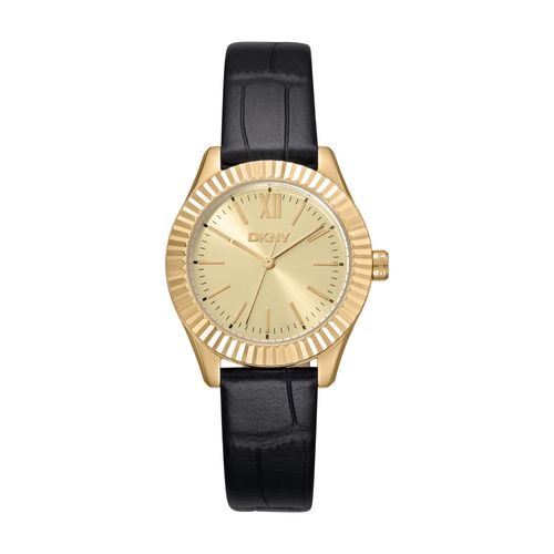 Relógio Feminino DKNY Chambers Dourado Pulseira de Couro Donna Karan