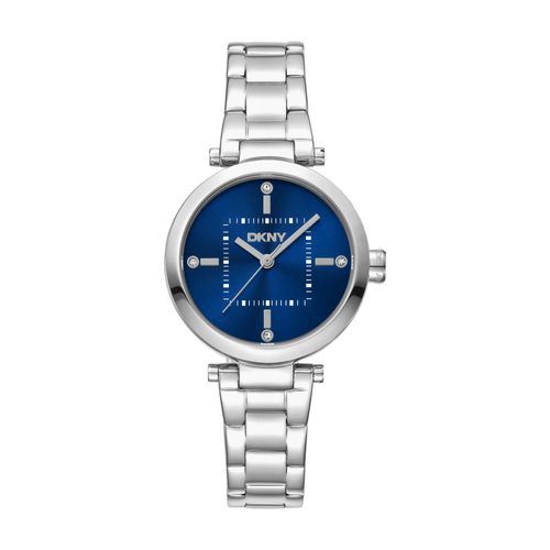 Relógio Feminino DKNY Crosswalk Prata Mostrador Azul Donna Karan