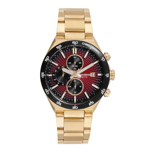 Relógio Feminino Dourado Cronógrafo Aço Mostrador Preto