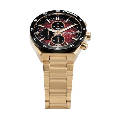 Relógio Feminino Dourado Cronógrafo Aço Mostrador Preto