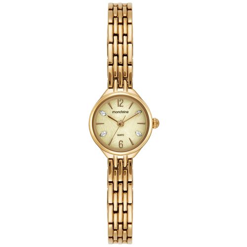 Relógio Feminino Dourado Pulseira Solida Caixa Pequena