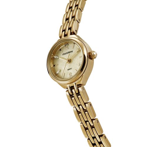 Relógio Feminino Dourado Pulseira Solida Caixa Pequena