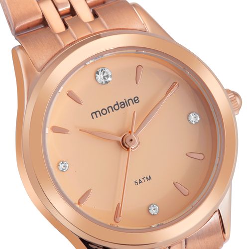 Relógio Feminino Mondaine Dourado Caixa Pequena Rose Aço