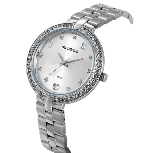 Relógio Feminino Mondaine Prata Pulseira Aço Cristais