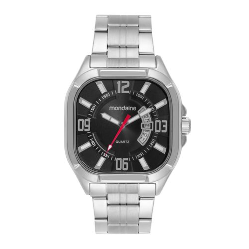 Relógio Masculino Mondaine Prata Quadrado Calendário