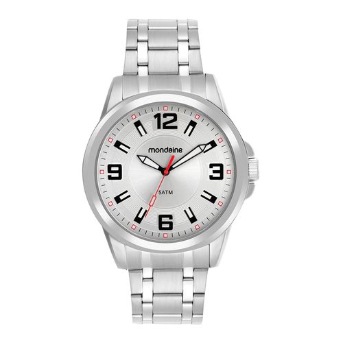 Relógio Masculino Mondaine Prata Aço Mostrador Branco