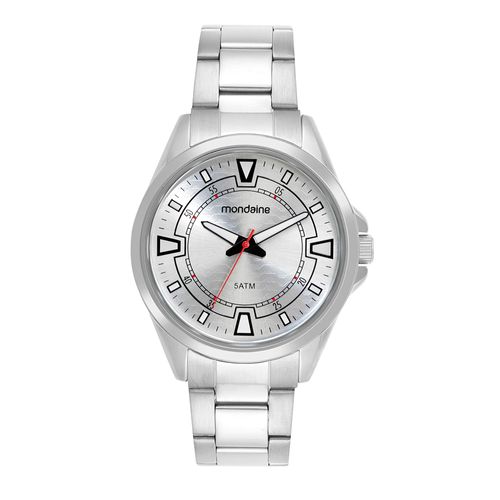 Relógio Masculino Mondaine  Prata Aço Analógico Mostrador Prata