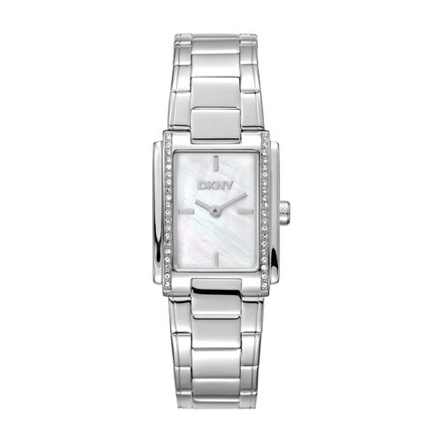 Relógio Feminino Quadrado DKNY Astoria Prata Madrepérola Donna Karan