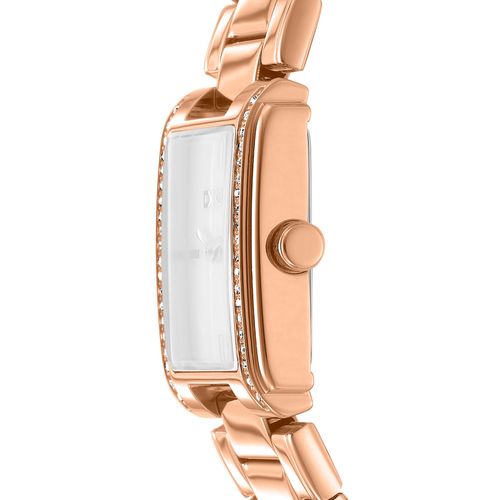 Relógio Feminino Quadrado DKNY Astoria Rose Gold Mostrador Azul