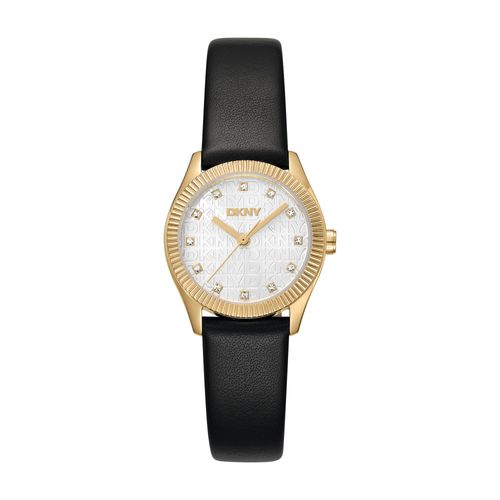 Relógio Feminino DKNY Crosswalk Pulseira de Couro Preto Donna Karan