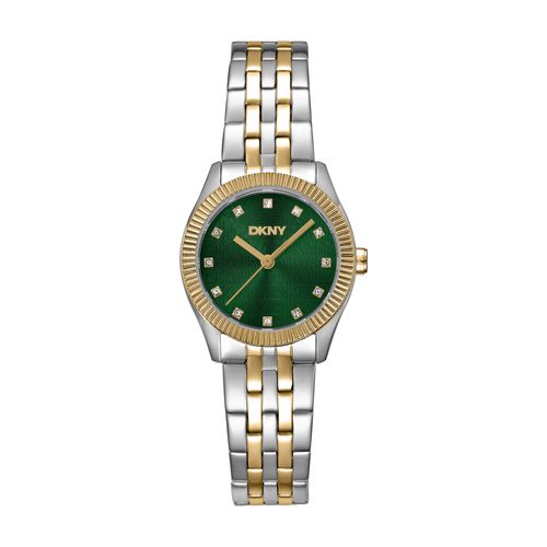 Relógio Feminino DKNY Crosswalk Bicolor Mostrador Verde Donna Karan
