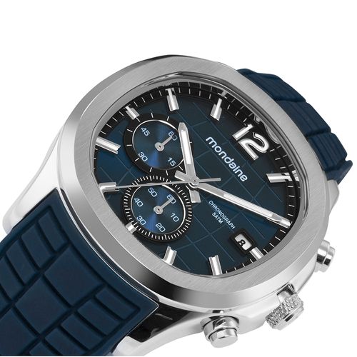 Relógio Masculino Mondaine Cronógrafo Azul Quadrado