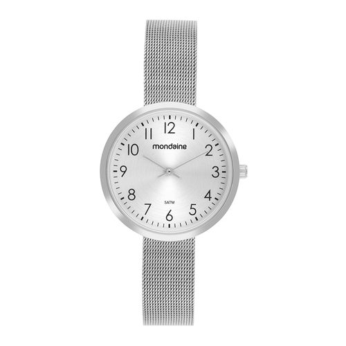 Relógio Feminino Mondaine Analógico Prata Malha de Aço