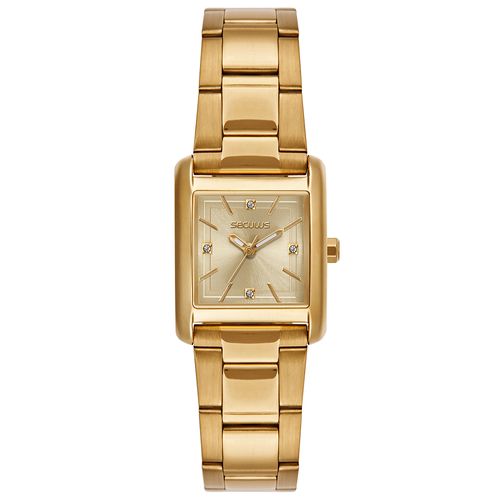 Relógio Feminino Seculus Dourado Analógico Quadrado