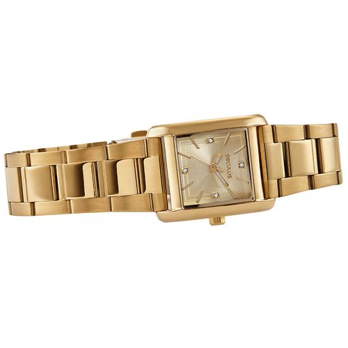 Relógio Feminino Seculus Dourado Analógico Quadrado