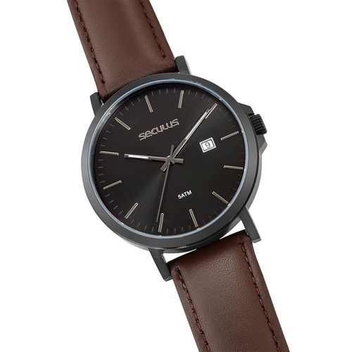 Relógio Masculino Seculus Aço Mostrador Preto Minimalista