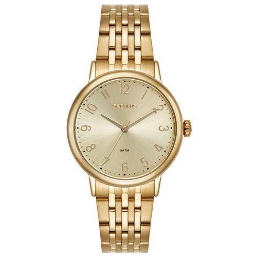 Relógio Masculino Seculus Aço Dourado Numeração Completa
