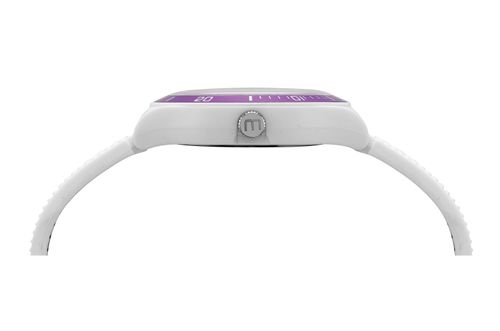 Relógio Feminino Esportivo Roxo e Branco Pulseira Silicone