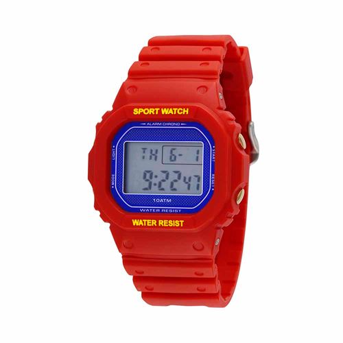 Relógio Masculino Digital Quadrado Vermelho PU