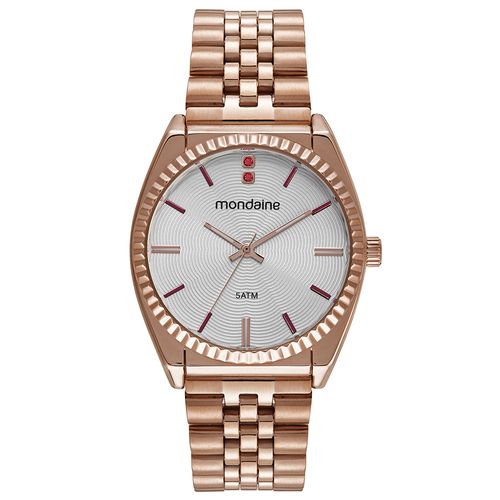 Relógio Feminino Rose Gold Prata Redondo Aço Elegante