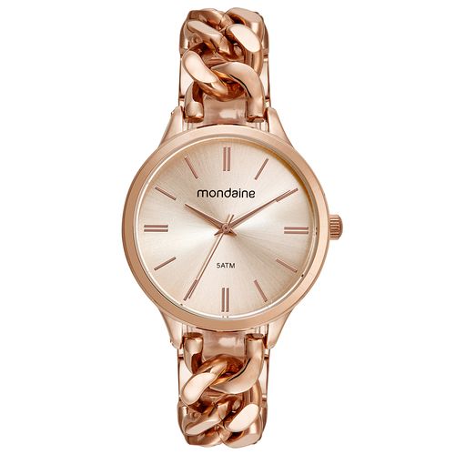 Relógio Feminino Rose Gold Redondo Metal Pulseira Joalheria