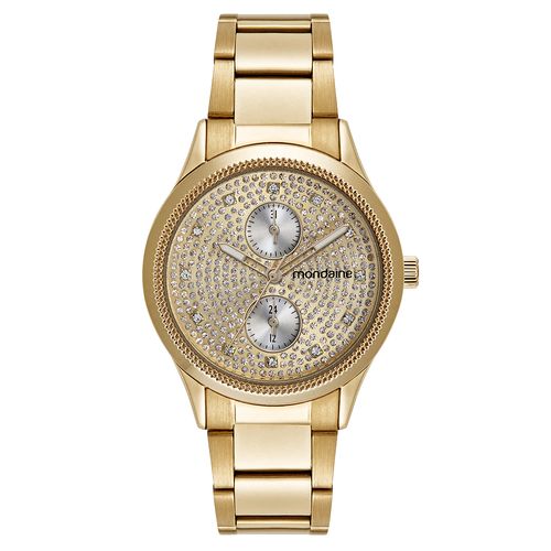 Relógio Feminino Dourado Multifunção Aço Elegante