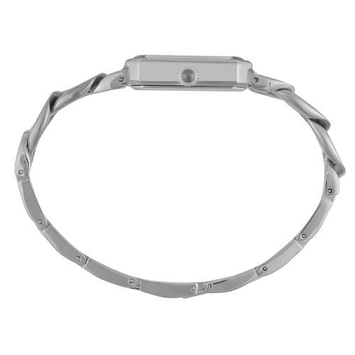 Relógio Feminino Prata Quadrado Analógico Metal Joalheria