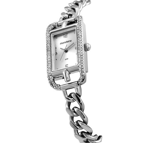 Relógio Feminino Quadrado Mondaine Prata